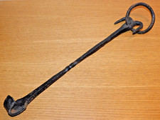 vintage ancien CROCHET fer forgé ANNEAU porte POT de FLEURS support SUSPENSION