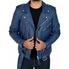 Veste En Cuir Bleu Pour Homme
