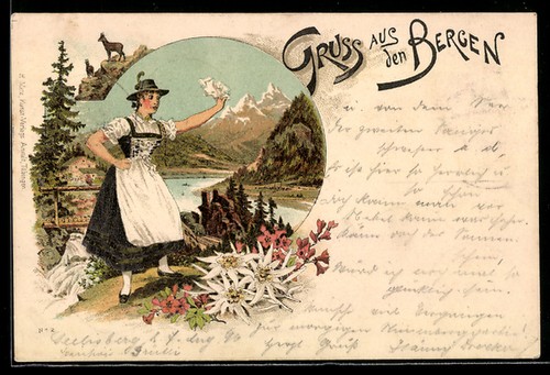 Lithographie femme costume - femme, en