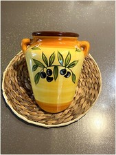 🌿 Pot en céramique décor olives – Fait main – Style Provençal Authentique 🌿