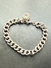 Ancien Bracelet Gourmette En Argent Massif Silver Maille chaine simple 1930