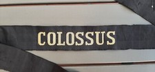 COLOSSUS 1946 ! Porte Avions Indochine Marine Ruban légendé ORIGINAL cap tally