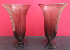 Veramé Metz Paire vase art deco décor dégagé a l'acide Hauteur 28,5 cms TBE