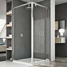 CABINE DE DOUCHE EN VERRE 2 PORTES PIVOTANTES AVEC FERMETURE ANGULAIRE