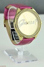 FREE Ship USA Chic Ladies Watch GUESS Pink Leather Stainless Steel Women Lovely