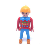 PLAYMOBIL * SPORT * Femme Blonde Pull Rouge Pantalon Bleu Queue Cheval 3342 4949