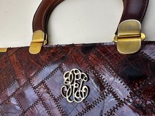 Sac à main, serviette en patchwork de cuir croco, travail des années 60's-70's