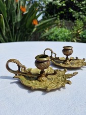 Paire de Bougeoirs À Mains En Bronze Doré Napoléon III Chandelier Lampe 19ème 