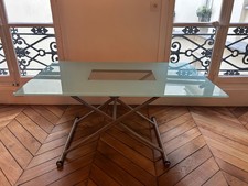 Table haute et basse en verre réglable en hauteur idéal 2 fonctions manger/salon