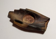 Porte encens porte bougie terre enfumée signé brule encens ceramique artisanat