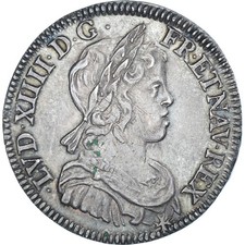 Monnaie, France, Louis XIV, 1/4 Écu à la mèche courte, 1644, Paris, TTB