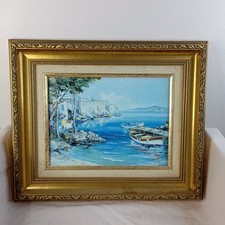Tableau bord de mer signé M