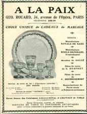 Publicité ancienne à la Paix cadeaux de mariage Géo Rouard 1908 issue magazine