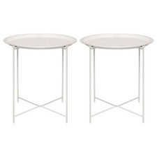 2x Blanc Mat Rond Tables à