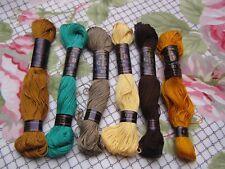 Mercerie ancienne,6 échevettes cartier bresson coton à broder N°20, col variés