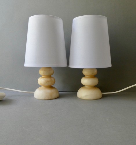 Paire lampes albâtre - lampes, en