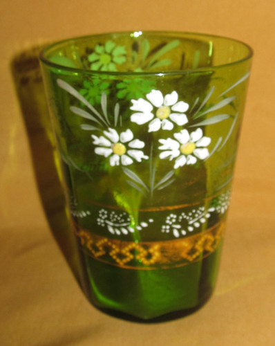 Ancien verre vert gobelet - , à