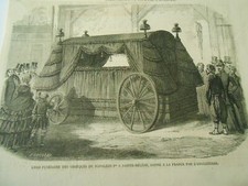 Gravure 1858 - Char Funéraire