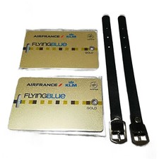 Lot de 2 étiquettes de bagages exclusives Air France Flying Blue Gold Member