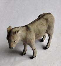 Un âne santons Devineau, pour la crèche, ancien et floqué, 6 cm de haut