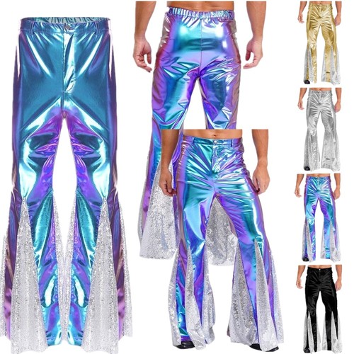 Men shiny metallic pants - men's,