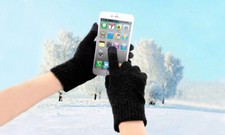 Gants Écran Tactile Hiver Chaud Noir Unisexe Anti-dérapant