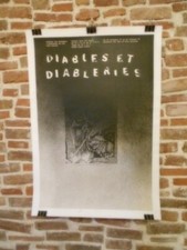 AUTHENTIQUE AFFICHE ANCIENNE - DIABLES ET DIABLERIES - EXPOSITION DE GRAVURES.
