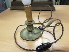 ancien bougeoir a main epoque XIXe en laiton monté en lampe signé August MOURIER