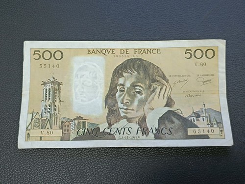 Billet 500 francs - francs, pascal