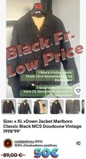Size: « XL »Down Jacket Marlboro Classic Black MCS Doudoune Vintage 1998’99’