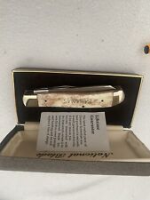 NATIONAL 2 BLADE HAND ETCHED in USA SURGICAL STEEL SCRIMSHAW POCKET KNIFE NOS 