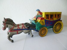 jouet tôle sérigraphie JOUSTRA diligence cow-boy avec système à clef