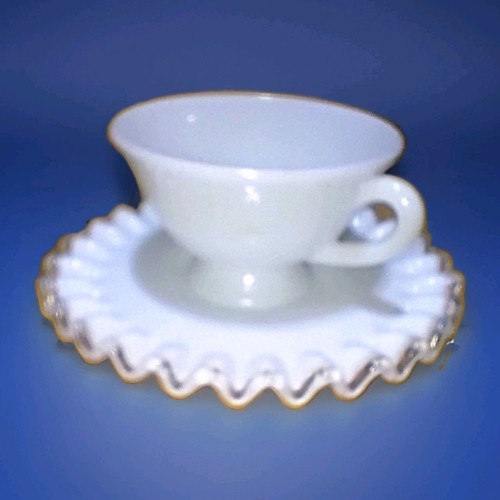 Fenton milk glass - silver, crest