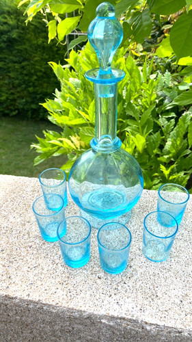 Verre liqueur bleu - 6, a