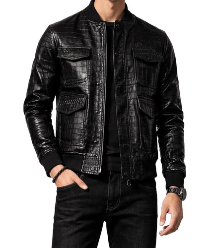 Blouson homme noir imprimé