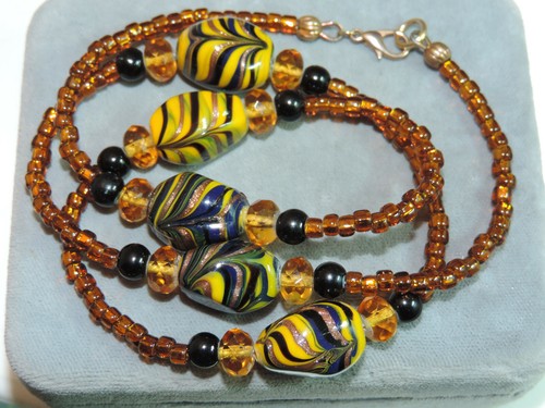 Collier vintage verre art - collier, en