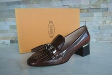 Tods Tod ´S Taille 37 Pumps Chaussures Basses Mocassins Franges Braun Neuf