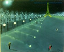 TABLEAU HUILE SUR TOILE LIN PARIS LA TOUR EIFFEL NUIT DE LA SAINT VALENTIN 81X65