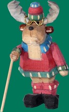 Figurine en Bois Élan Grand-Père Sculpté 9 CM Nordhirsch Forstelch Poutre de