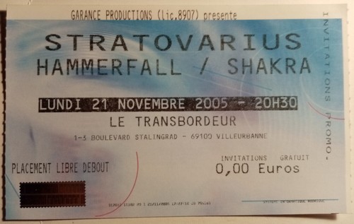 Stratovarius ticket billet - ticket,