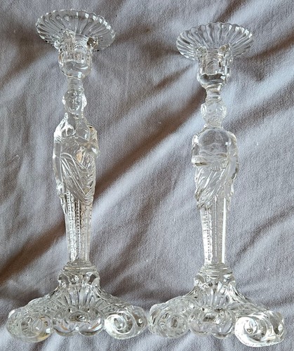 Paire bougeoirs verre - paire, de