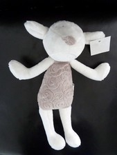 P. DOUDOU PELUCHE OBAIBI OKAIDI MOUTON BLANC BEIGE MARRON SPIRALE 28 CMS NEUF