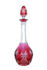 CARAFE CARAFON LIQUEUR VODKA SAKE EN CRISTAL COULEUR ROUGE TAILLE AL ST LAMBERT