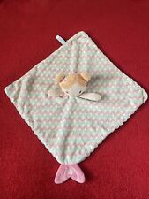 🇫🇷Grand Doudou Plat Poupée Sirène Vert Blanc Rose 35/35 DOUGLAS BABY