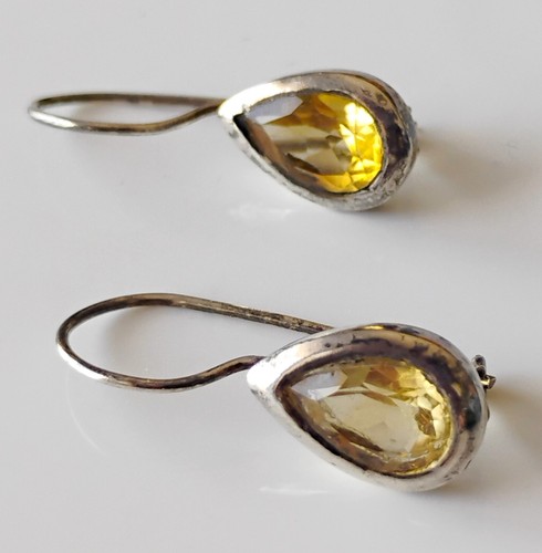 Boucle oreille citrine et - boucle, d'oreille