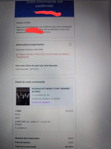 Pack vip pour concert bts - pour, le