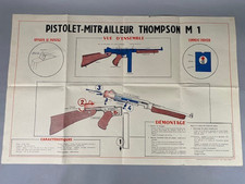 Ancienne affiche Pistolet Mitrailleur THOMPSON M1  grand format TBE