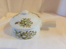 BERRY haute porcelaine sucrier poelon vintage décor herbes sage