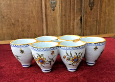 Présentoir plat ancien 6 coquetiers faïence QUIMPER HENRIOT