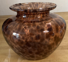 Vase Boule Verre Floconné Écaille Tortue Soufflé À La Bouche Diam 16 Cm H 13 Cm